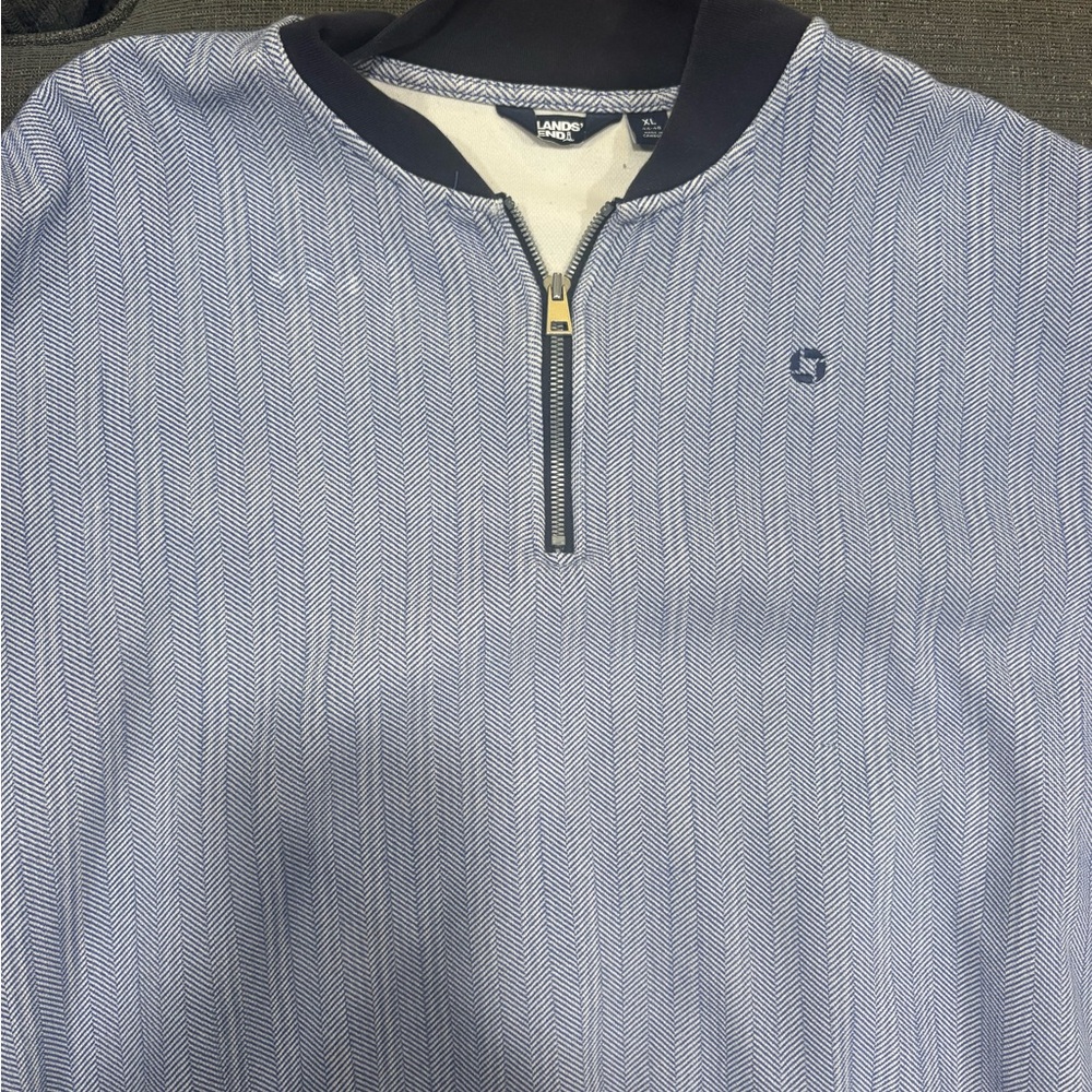 Chase bankLands' End Men's Light Blue Herringbone Half-Zip Sweater